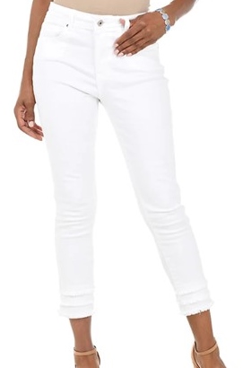 Tiered Frayed Cropped Capri Jean