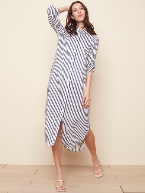 Cruise Navy and White Striped Duster Dress